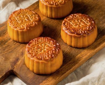 Homemade Chinese Moon Cakes with a Yolk Filling