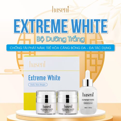 Bộ dưỡng trắng, chống tái phát nám, trẻ hóa da Haseni Extreme White
